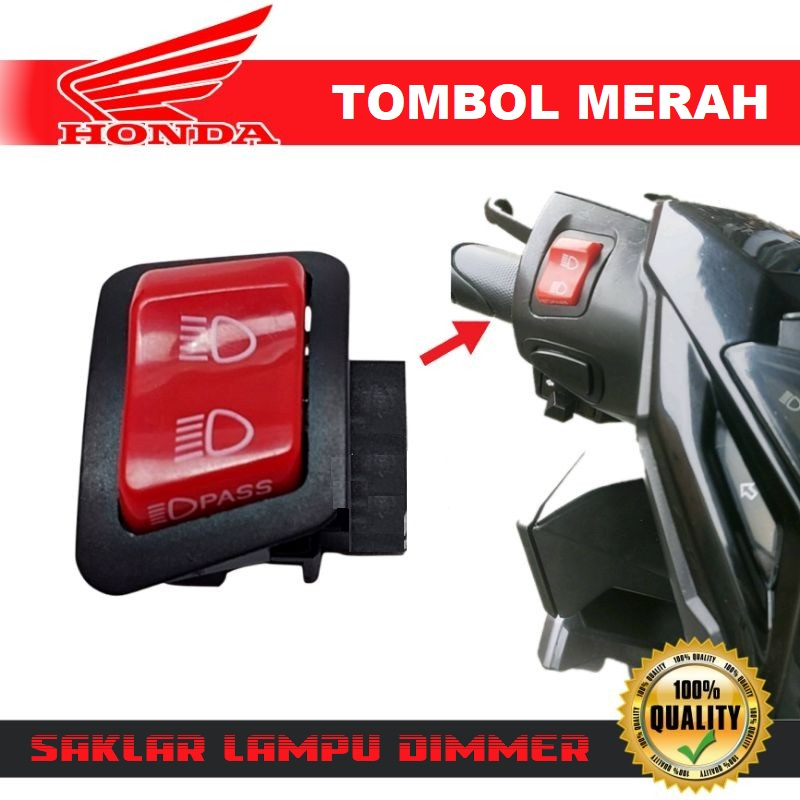 Saklar Tombol Starter + Engine Dimmer Warna Merah Vietnam Lampu Beam Switch Dimmer Dim LED Mesin Mot