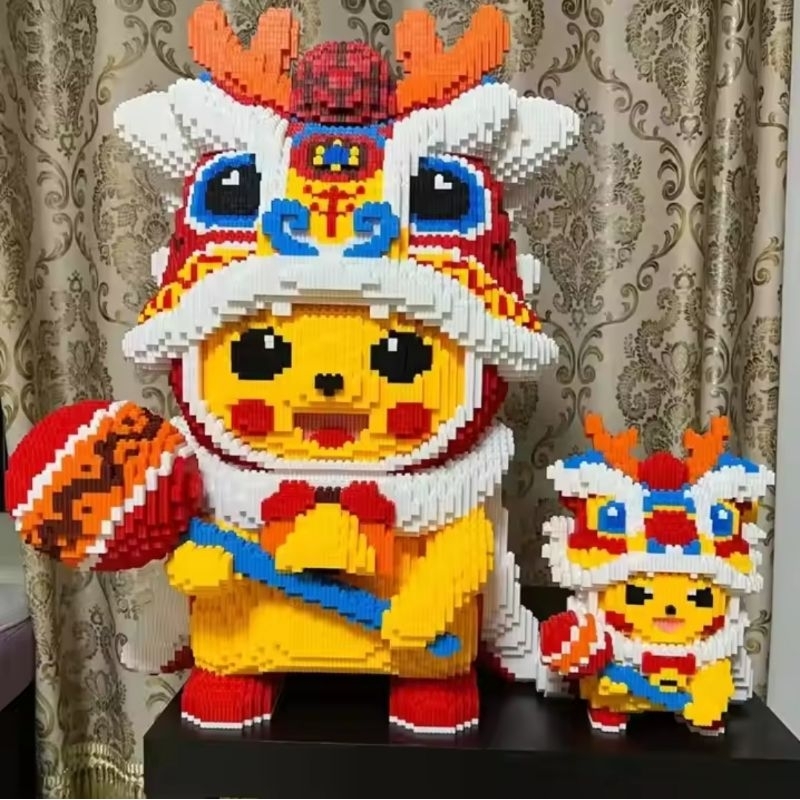 Nano Blocks Pokemon Pikachu Barongsai Jumbo Besar Large Lion Dance Chinese New Year Edition Puzzle B