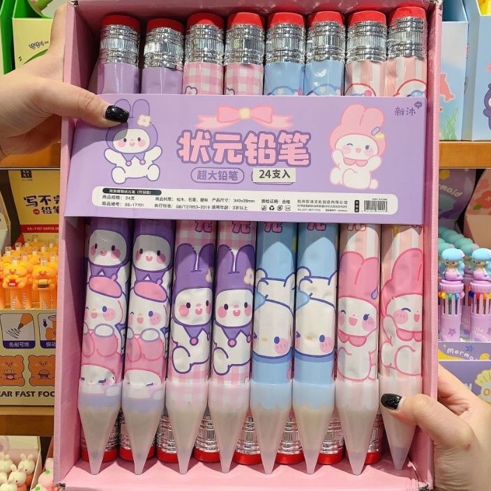 

TERMURAH 33cm pensil HB jumbo Sanrio pensil besar cinnamorol melody kuromi pompurin