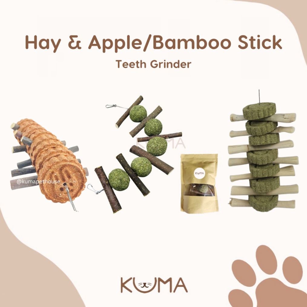 KUMA Timothy Hay Ball  Apple Stick  Sweet Bamboo Teeth Grinder Kelinci BESAR  Mainan Gigitan Kelinci