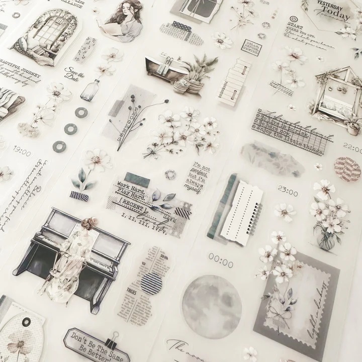 

[NEW 2024] Journal Pages "Neutral White" Pre-Cut PET Tape Sticker