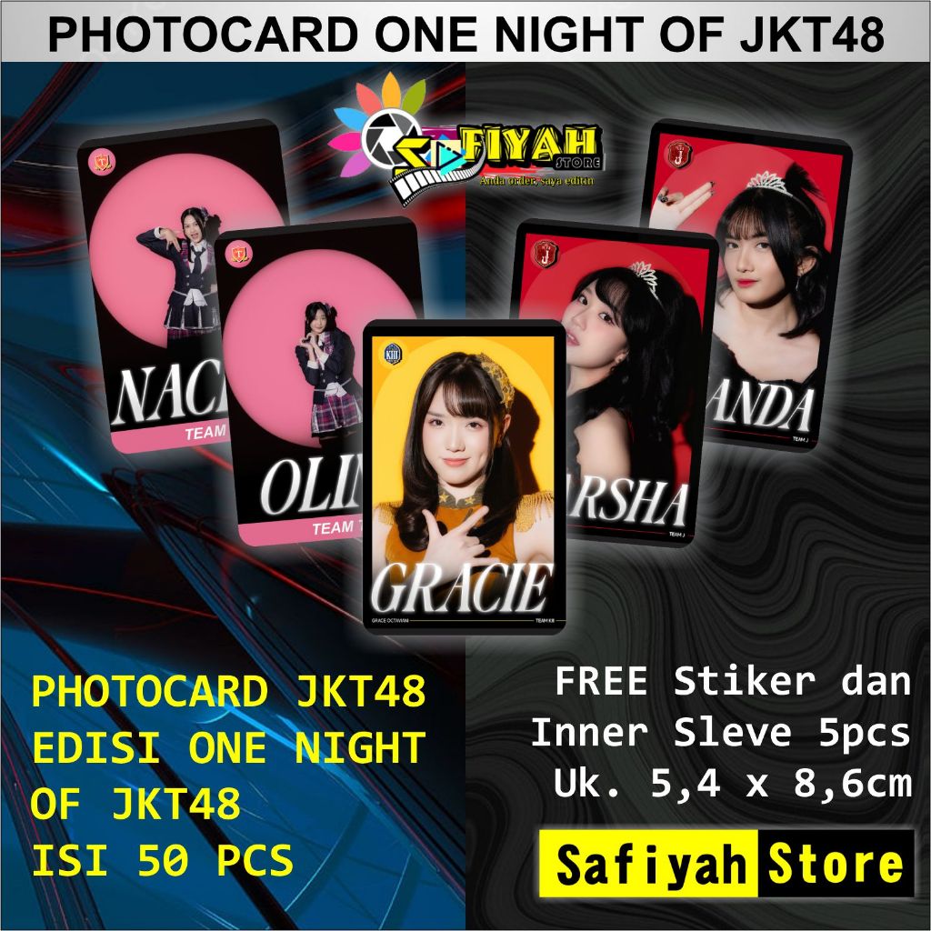 Photocard JKT48 edisi One Night of JKT48 (Team J, Team KIII, & Team T) isi 50 Pcs Murah Ready Stok L