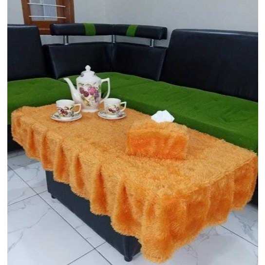 Taplak Meja Bulu Rumbai Rasfur / Taplak Meja Bulu Rumbai