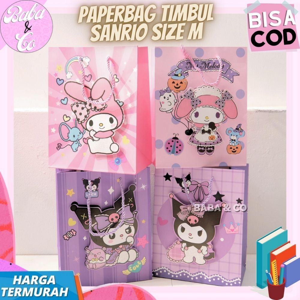 

PAPERBAG TIMBUL 3D SANRIO SIZE M PAPER BAG SANRIO LUCU UNIK KANTONG HADIAH TAS SOUVENIR MELODY KUROMI TIMBUL