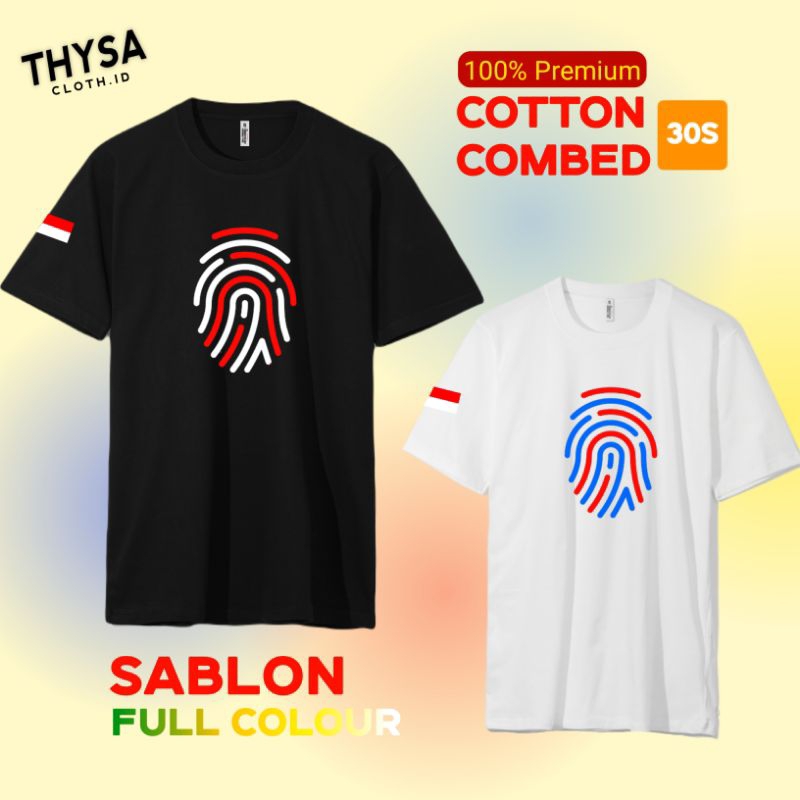 Kaos Costum Sidik Jari Merah Putih Cotton Combed 30s Premium