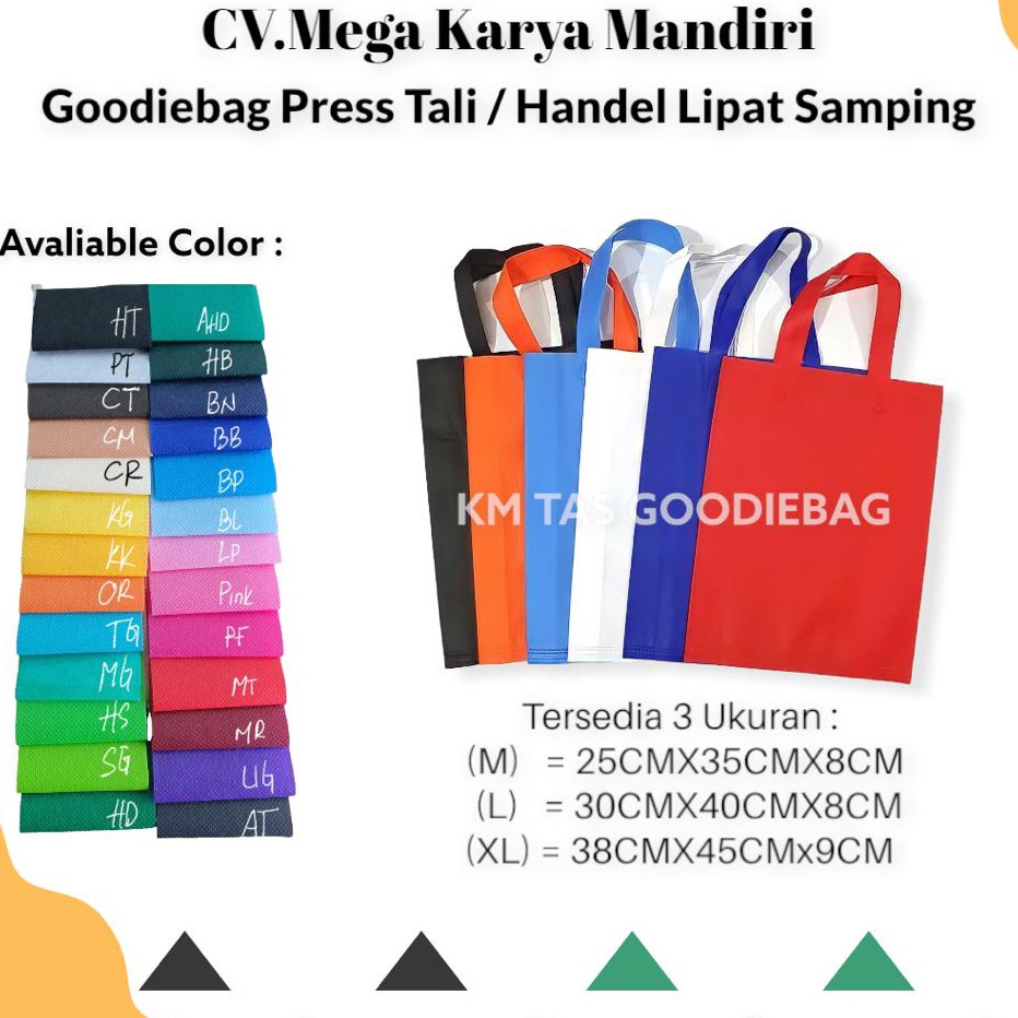 

ISI 12 PCS Uk3x4 TAS SPUNBOND TAS PRESS TALI GOODIEBAG STANDING HANDLE