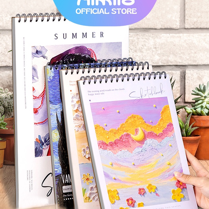 

READY Ai Buku Gambar A4 Aesthetic Sketchbook Vertikal Jilid Spiral 45 Lembar 113 GSM