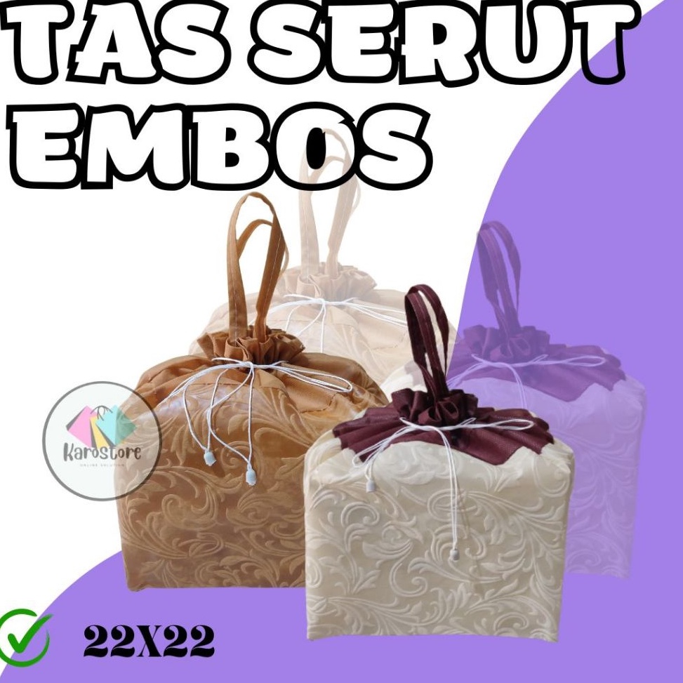 

Tas goodiebag serut embos premiun ukuran 22x22 lusinan 12pcs