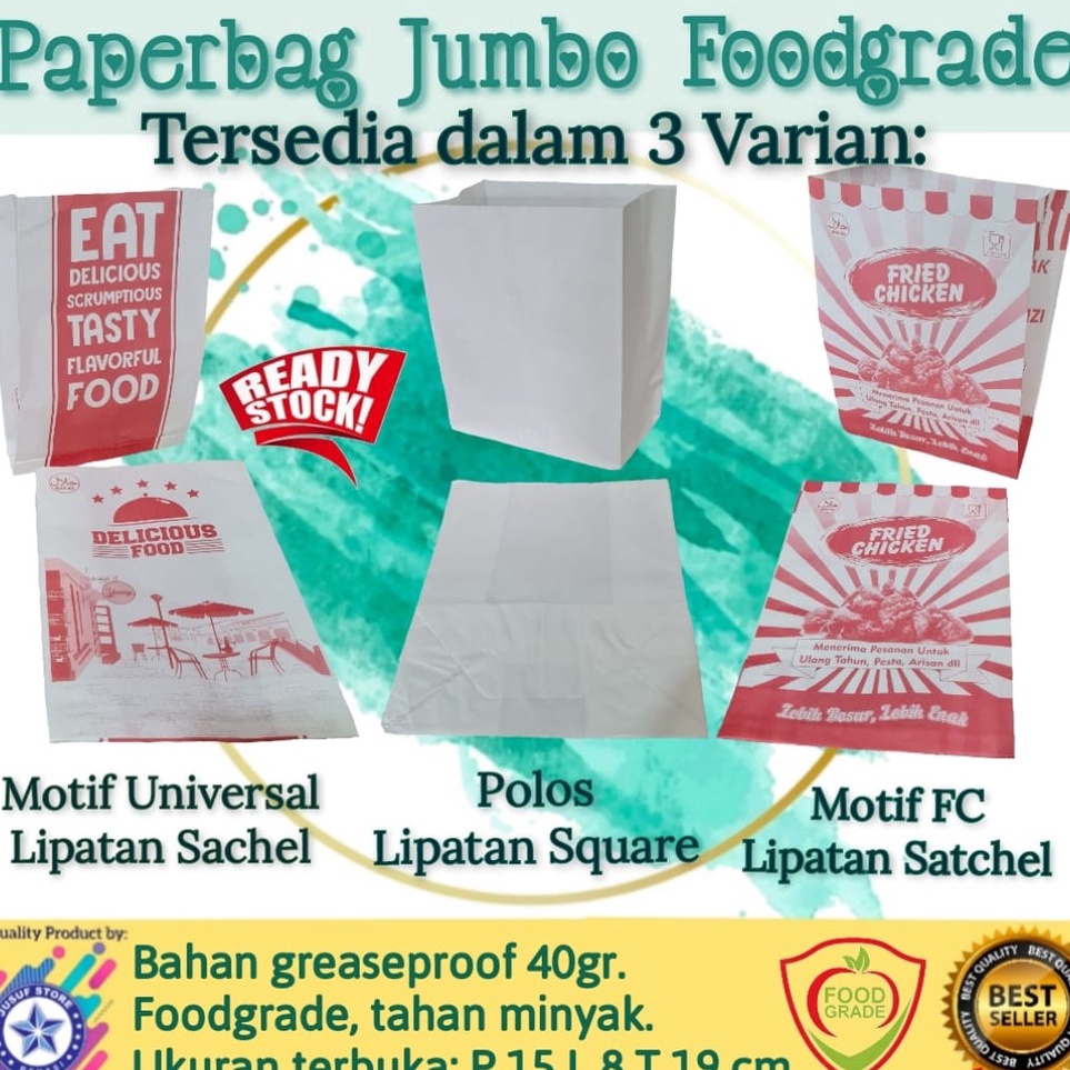

Kantong Makanan Paperbag Jumbo Foodgrade 5pcs