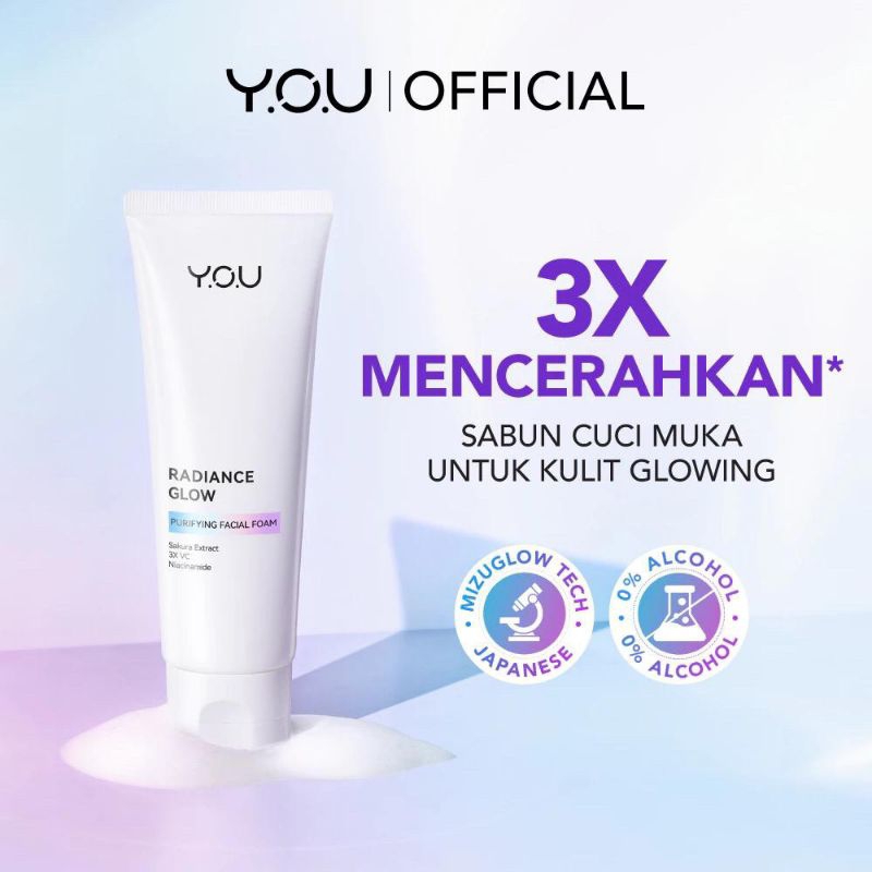 YOU Radiance Glow Purifying Facial Foam 100ml - Pembersih Wajah Sabun Cuci Muka - Face Wash Facial W