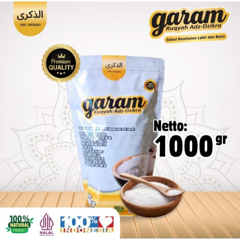 

GARAM RUQYAH ADZ-DZIKRA 1000 GRAM DIJAMIN ORI |Memperlancar rezeki dan membuang energi negatif juga dapat digunakan untuk memasak