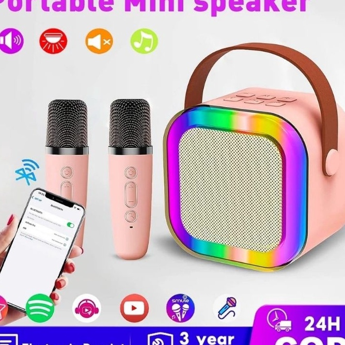 BARANG ORIGINAL Speaker Bluetooth Karaoke With Mic Wireless Music Box Portable Speaker Aktif Mini MP