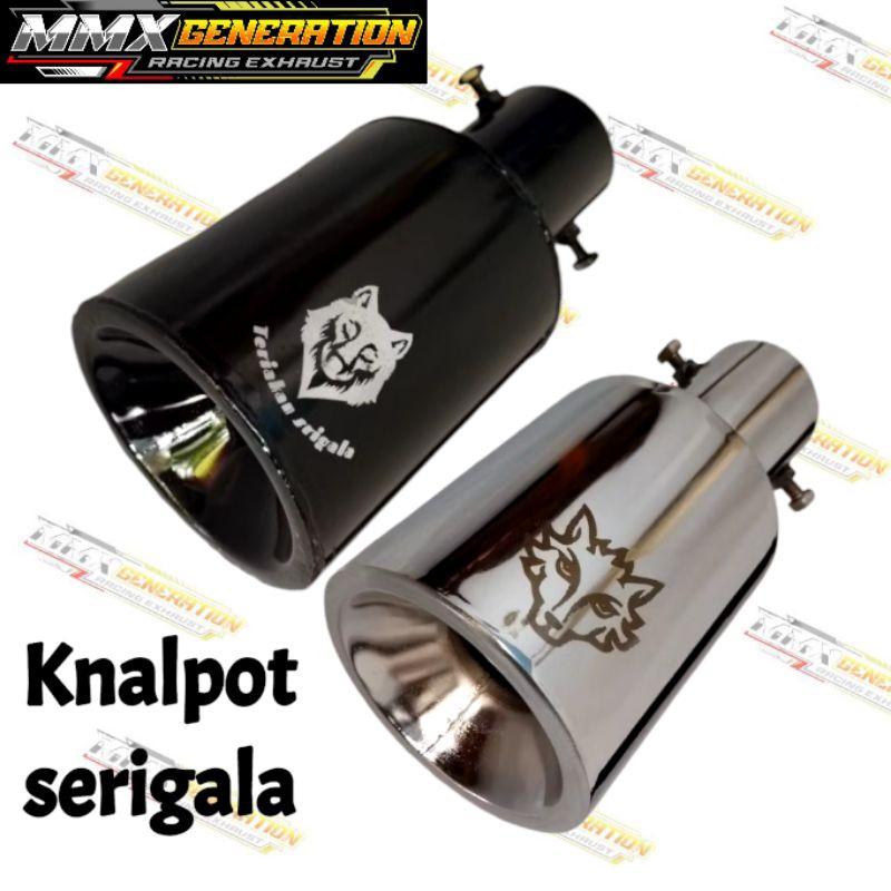 KNALPOT MOBIL TRUK SRIGALA TINGGAL BAUT SERIGALA VARIAN CRHOM DAN HITAM BLACK UNTUK MOBIL SOLAR BENS