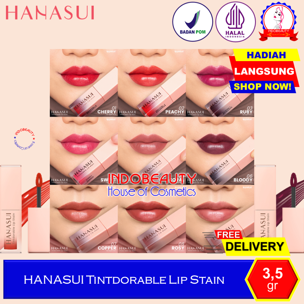 HANASUI Tintdorable Lip Stain Lip Tint Lipstick Lipstik