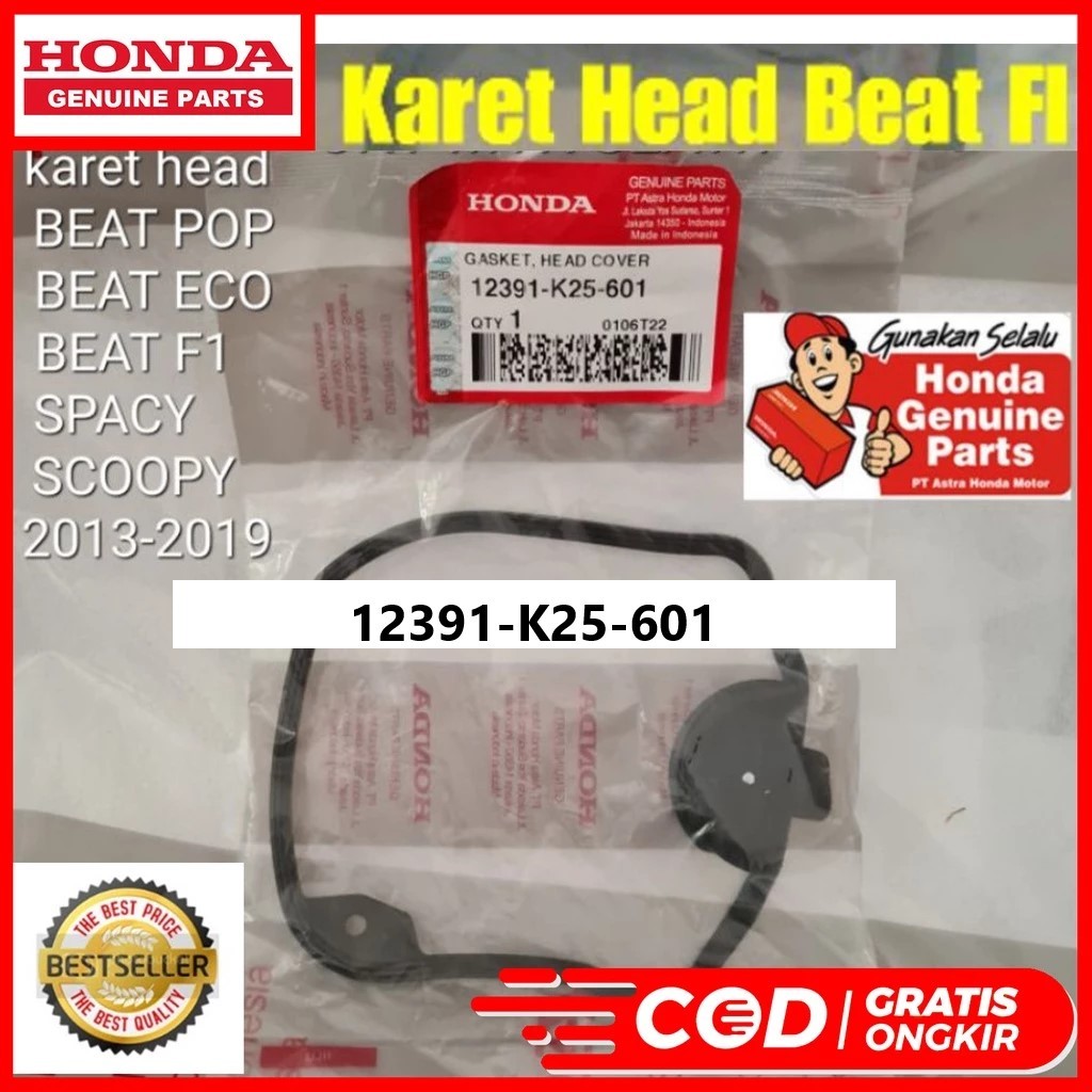 GASKET HEAD COVER KARET HEAD K25 BEAT FI ESP SCOOPY FI SPACY FI 12391-K25-601