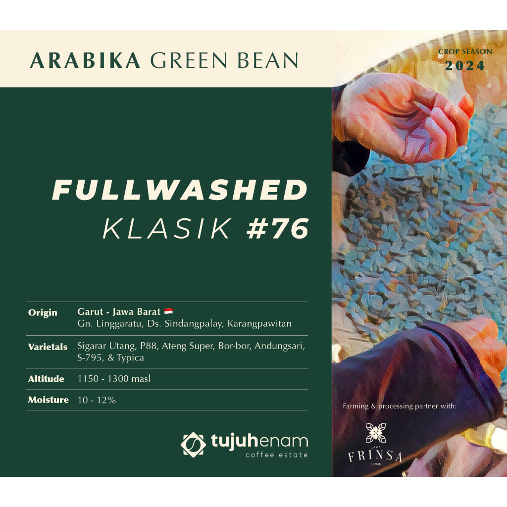 

Green Bean Arabika - FULL WASHED #76 Klasik Garut Sindangpalay Tujuhenam | GB Biji Kopi 76
