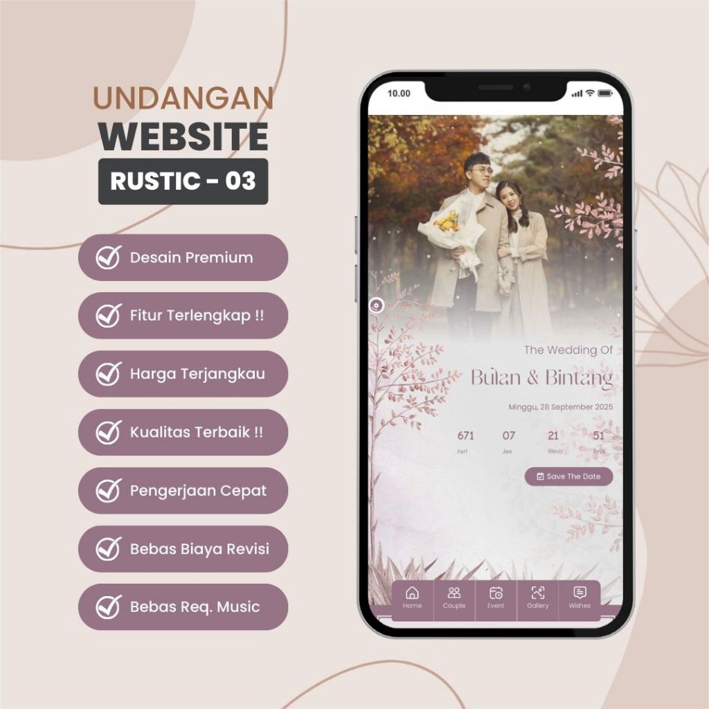 Undangan Digital Website Pernikahan Tema Rustic 3 Undangan Website Termurah