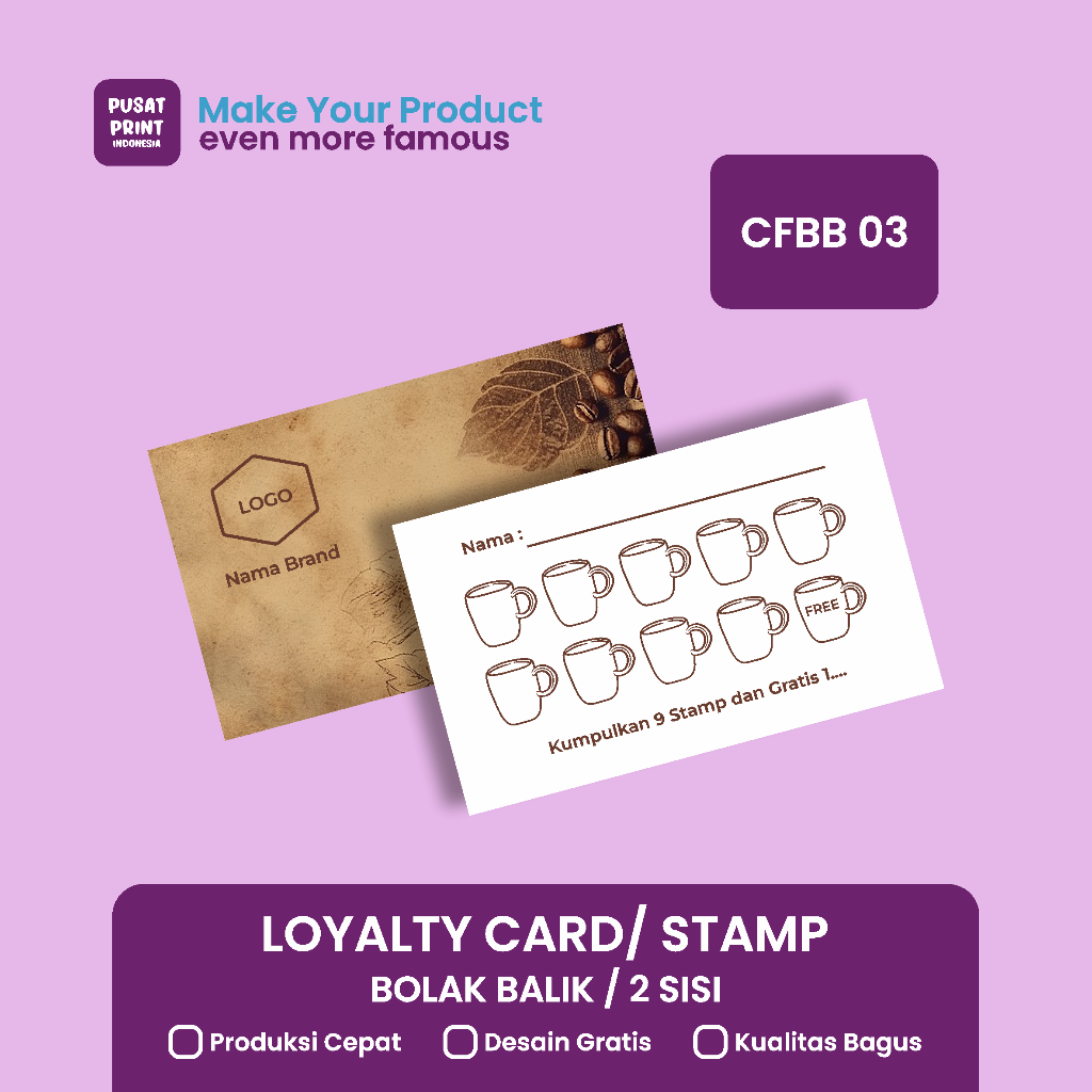 

Coffe Stamp/Kartu Loyalty Card /Kartu Stamp/Stamp Card CFBB 03