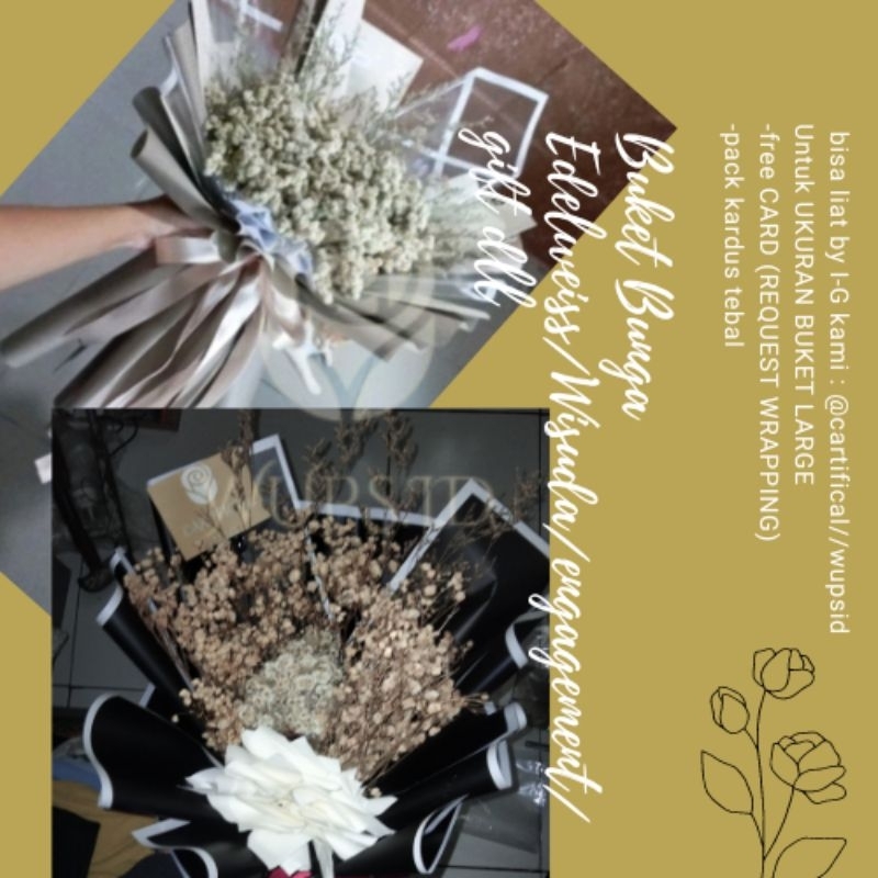 buket edelweis // buket bunga kering anti layu // wisuda//wedding//birthday//gift