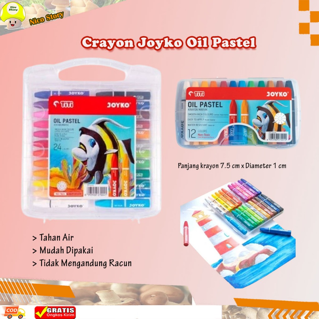

(NCS) Crayon Colors Joyko Krayon Minyak Oil Pastel Pastels OP-12S OP-24S Mewarnai Warna Warni