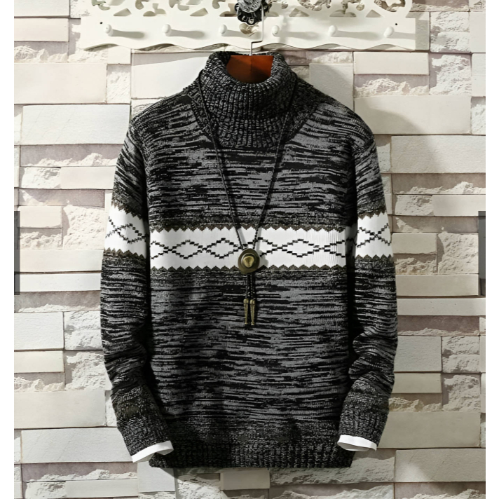 Sweater rajut pria kerah tinggi wildan twis