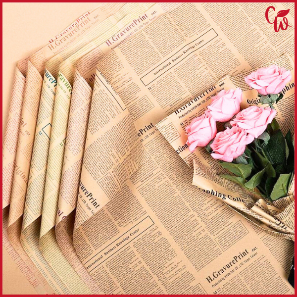 

20 Lembar NewsPaper Koran Flower Wrap Cellophane Kertas Buket Bunga Wrapping KB29