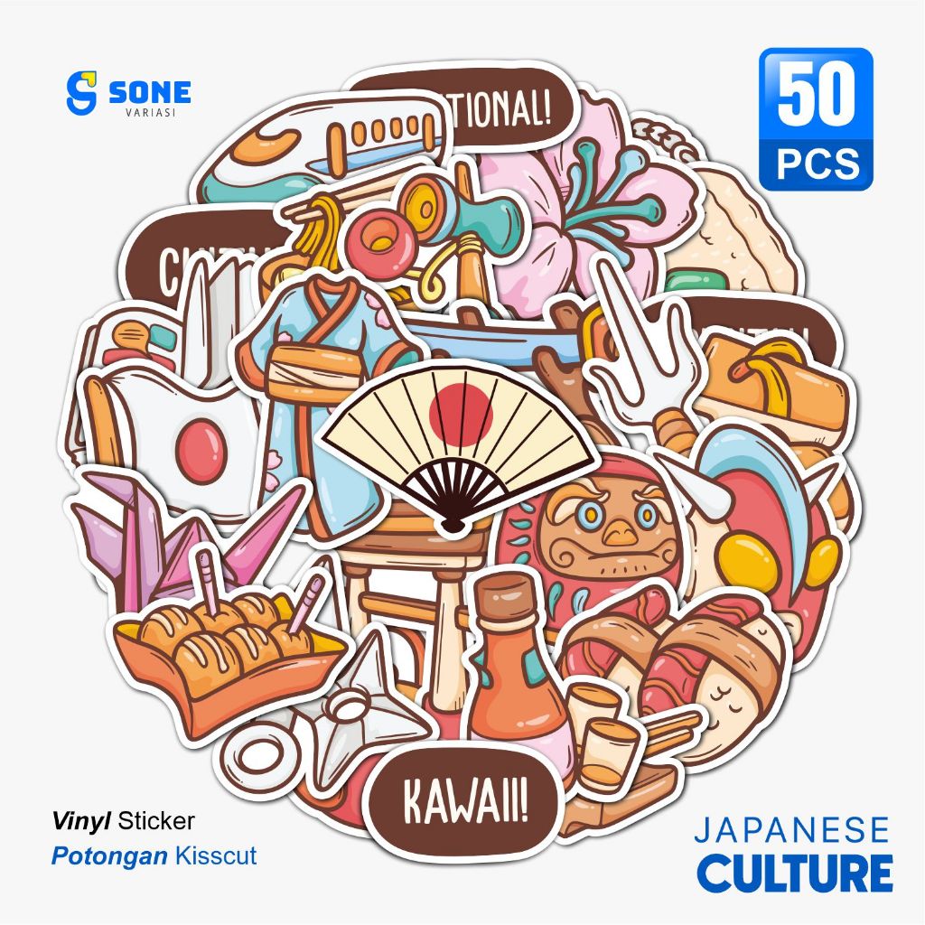 

Stiker Pack Japanese Culture Aesthethic Vinyl Waterproof untuk Sticker Buku Journal Casing HP Laptop Tumbler