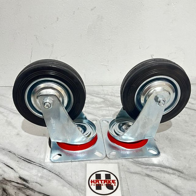 Roda gerobak 4" hidup roda troli karet roda troly 4 inch roda karet