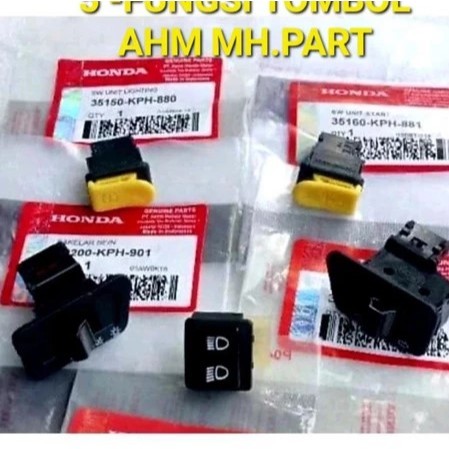 Stok terbatas TOMBOL SAKLAR SET 5pcs fungsiTOMBOL STATER KLAKSON SEIN DIM ONOFF LAMPU BEAT KARBU VAR