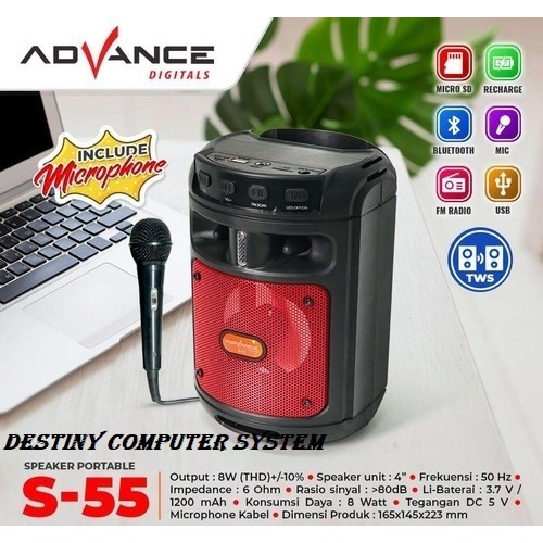 Speaker Portable Bluetooth Advance S-55