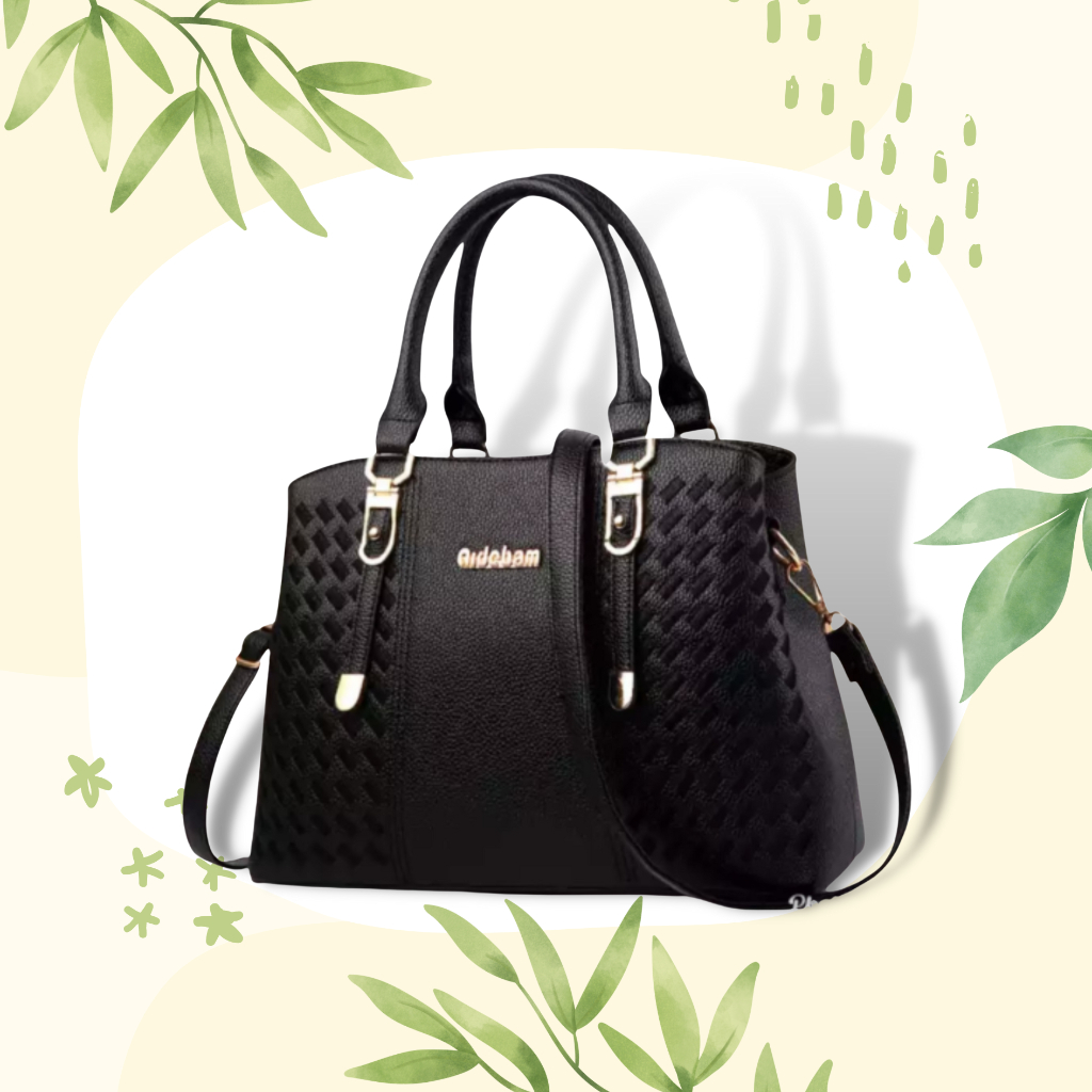 TasTiTasik - Tas Wanita Kerja Top Handle Bag Women Tas Selempang Bordir Kotak-Kotak - Tas Ibu Kondan