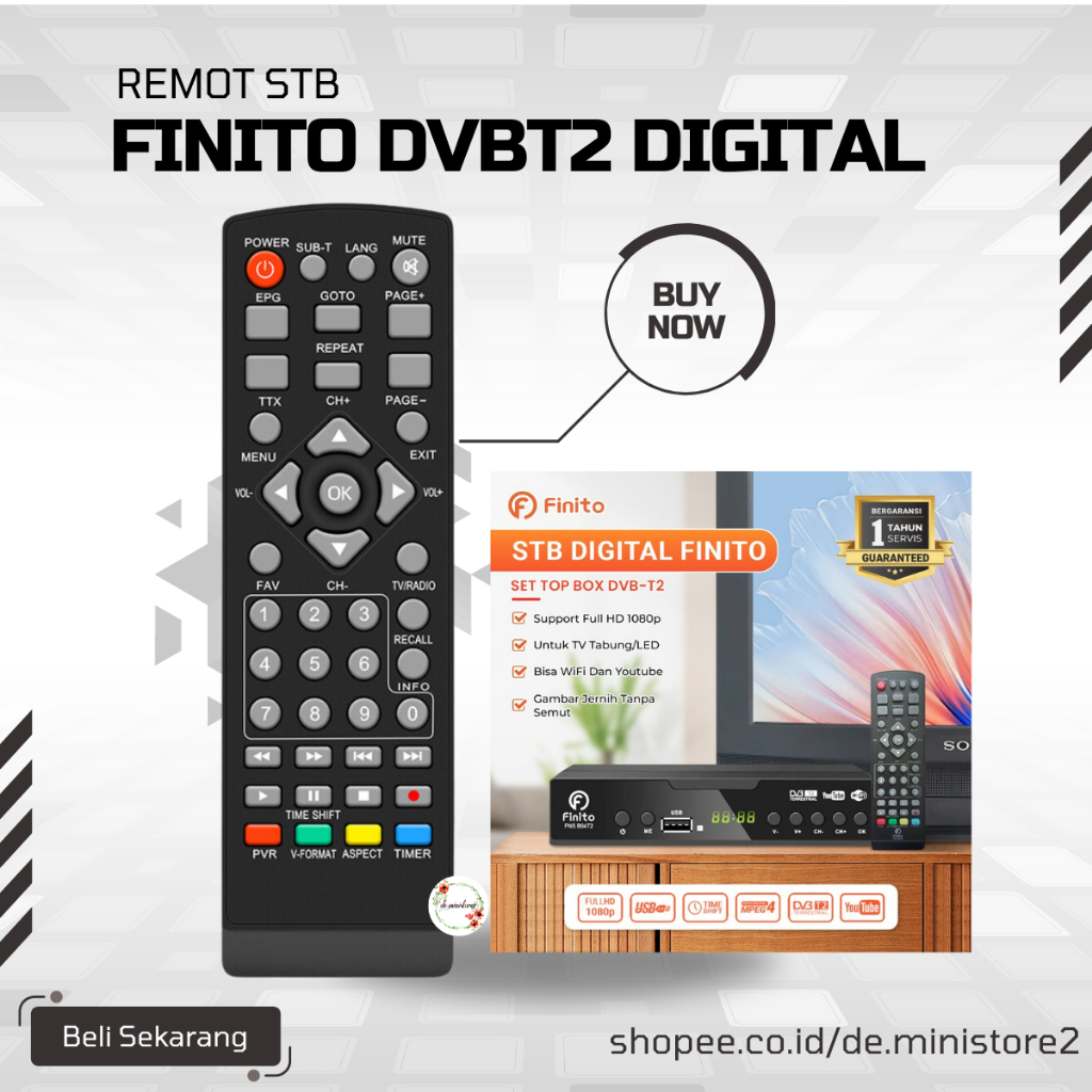 Remote STB FINITO DVBT2 Kwalitas Original / REMOT SET TOP BOX FINITO