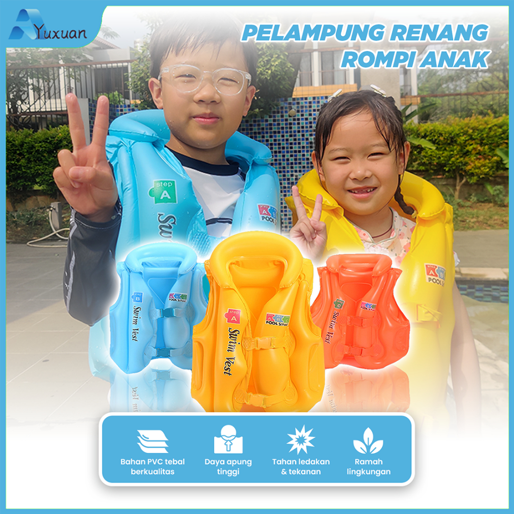 Yuxuan - Pelampung Rompi Renang Anak - Kids Swim Vest - Rompi Pelampung Anak - Jaket Pelampung Untuk