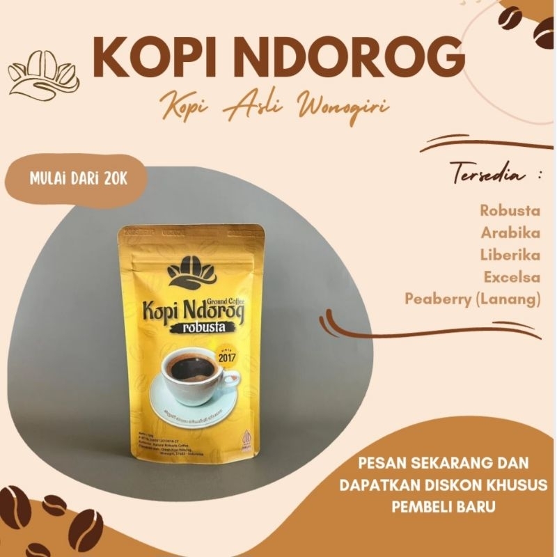 

Kopi Ndorog Kopi Robusta 100g Kemasan Baru