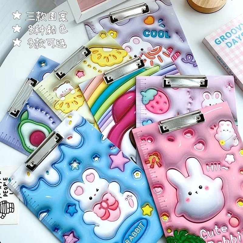 

[IG12] | Papan ujian papan jalan 3D karakter lucu bolak balik Clipboard ujian cocok untuk anak-anak