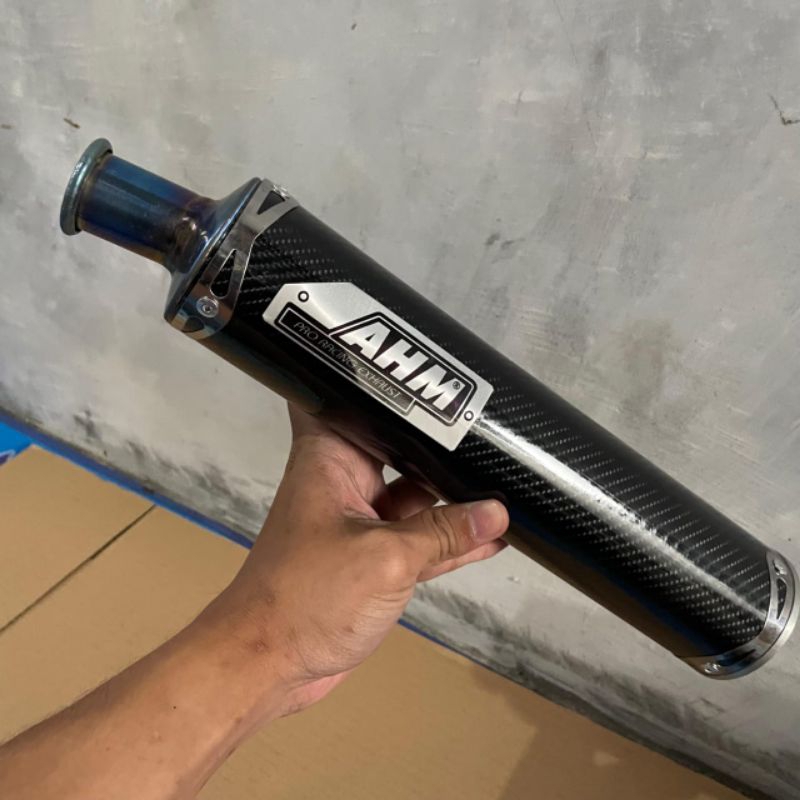 AHM 2Stroke Exhaust/Ekzos Stainless Carbon blue Type Only For All motorcycle 2Stroke