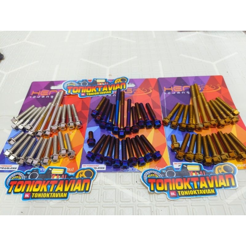 Baut blok mesin 2 kunci motor satria Fu baut bak mesin heng 2 kunci 1 pack isi 21 baut