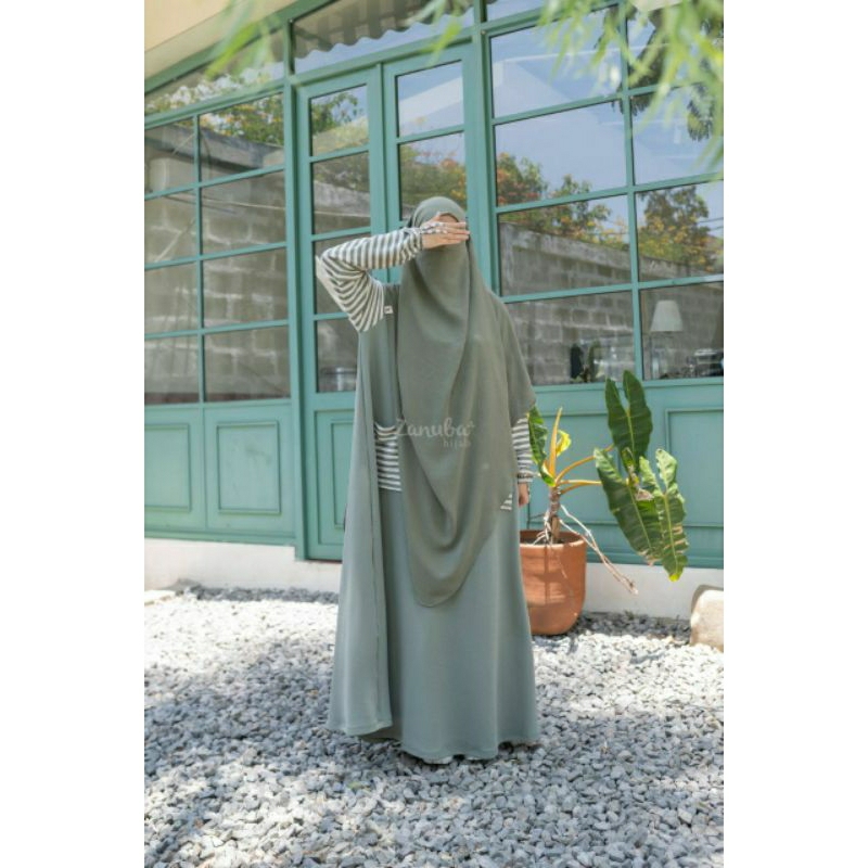 (Dark Sage S) Homey Dress vol. 24 (HD24) by Zanuba Hijab Jilbabsyarie - Gamis Knit Salur