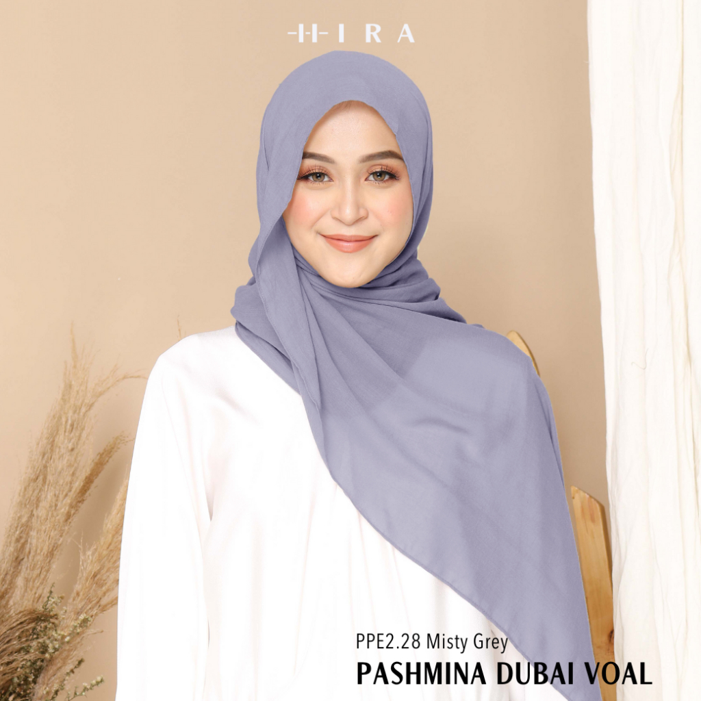 HIRA - Hijabwanitacantik - Pashmina Dubai Voal Misty Grey | Hijab Pashmina| Jilbab Pashmina