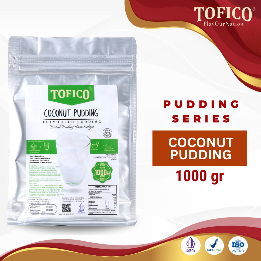 Coconut Pudding Powder Tofico /Bubuk Pudding Rasa Kelapa  /Tofico Syrup Official