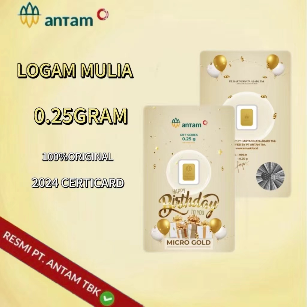 Gold Logam Mulia Antam Press ( LM ) 0.25Gram 0.25GR Happy Birthday Series