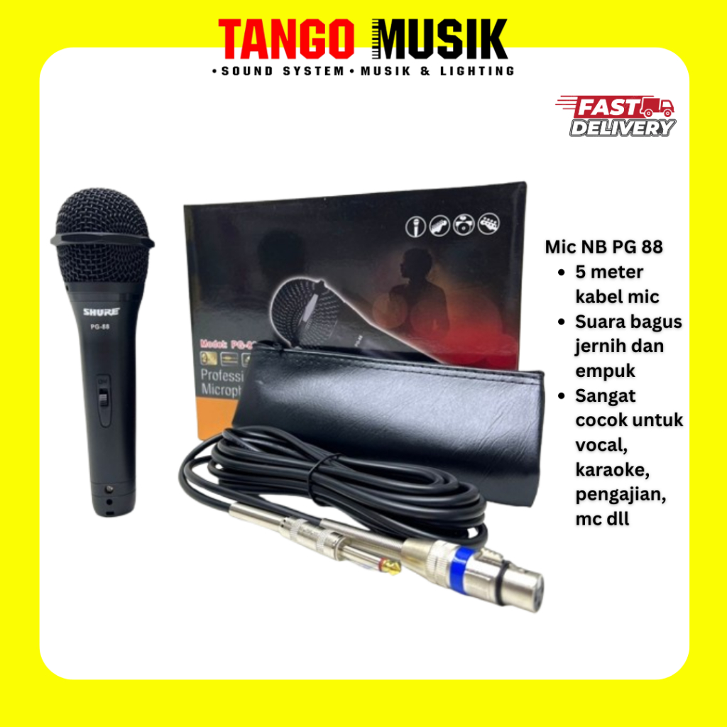 MIC KABEL SHURE PG 88 TERLARIS / MIKROFON KABEL KARAOKE MIC KABEL KARAOKE / MIC KABEL SHURE NB PG 89