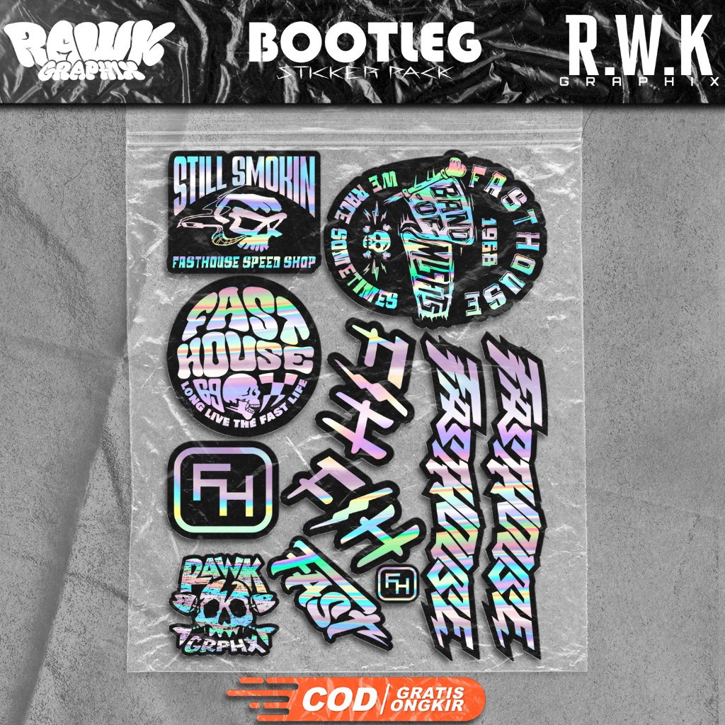 Sticker Pack Isi 11 Pcs Stiker Supermoto Gastrack FASTHOUSE Racing MX Klx Kawasaki CRF Bootleg KW Ba
