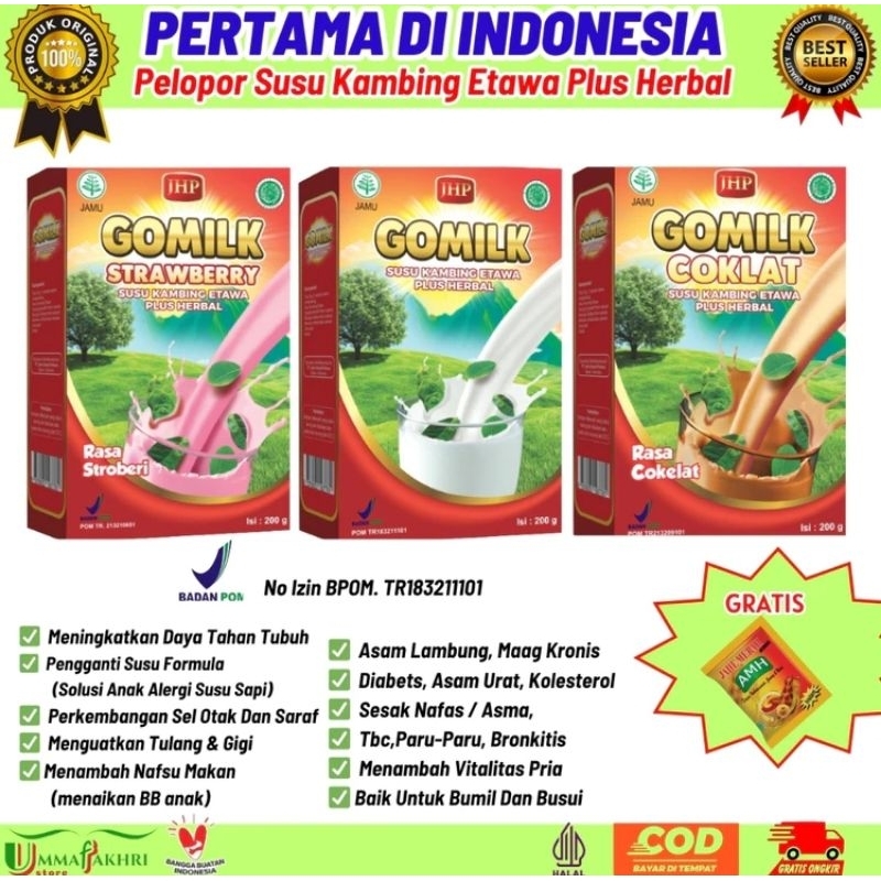 

susu kambing etawa gomilk 200g plus herbal cocok untuk anak dan dewasa