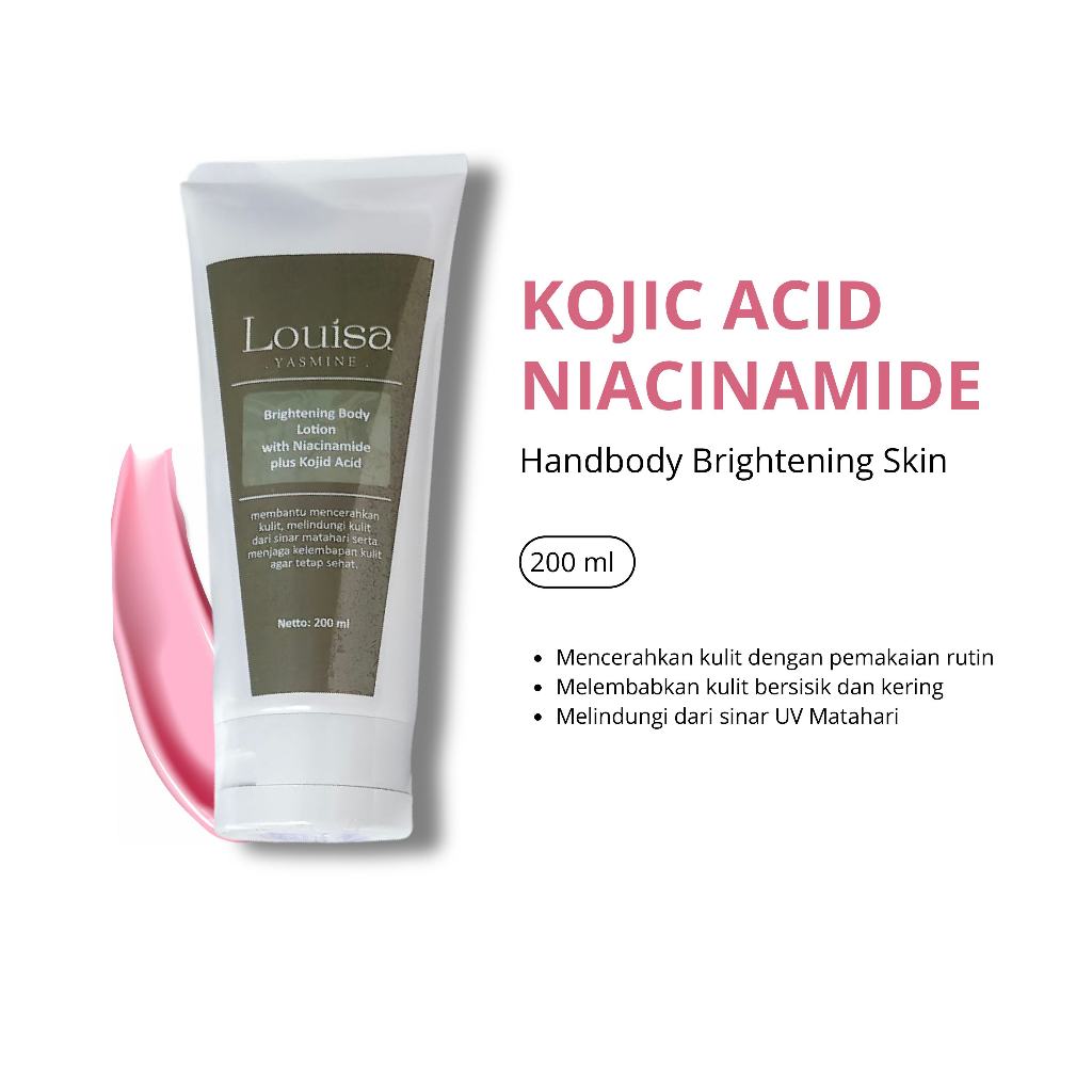 LOUISA YASMINE - Handbody Brightening Skin Niacinamide Kojic Acid Pelembab Pencerah Kulit Kusam Keri