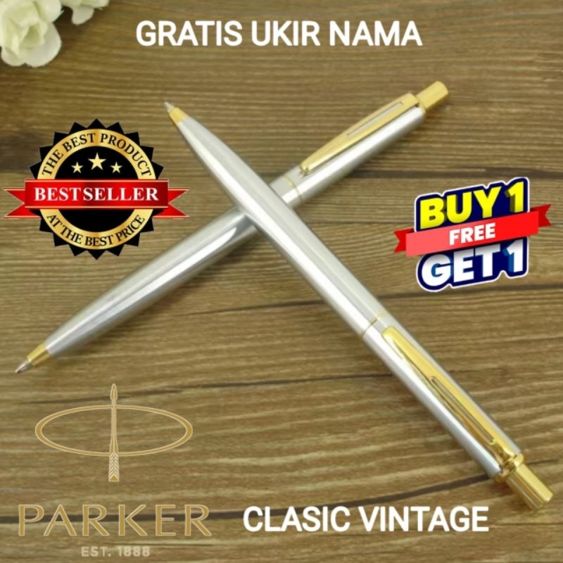 

Ballpoint Mewah Clasic Vintage Parker Buy 1 Get 1 Free Gratis Grafir Nama Dan Box Bludru Exlusive