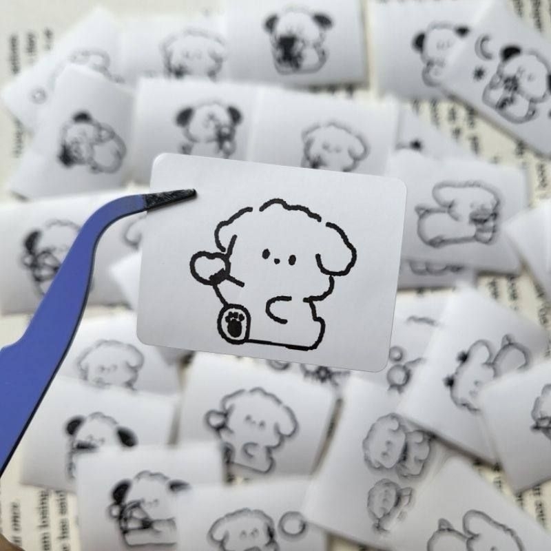 

[ ] 30pcs BLACK & WHITE CUTE DOG STICKER / seal sticker / sticker segel lucu / cute dog sticker / seal cute sticker / freebies sticker / journaling sticker / deco sticker