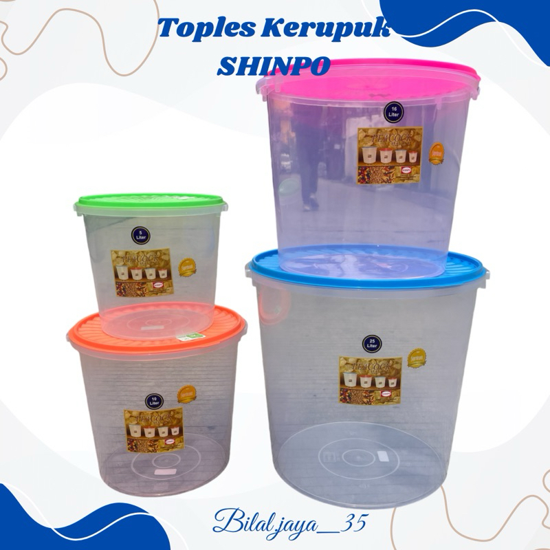SHINPO Toples Krupuk Ukuran 5 Liter - 10 Liter - 16 Liter - 25 Liter - 30 Liter / Toples Kue/ Toples