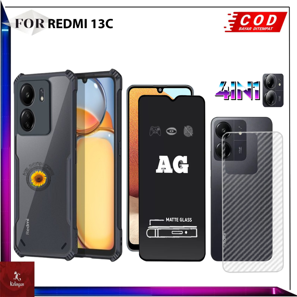 Paket 4IN1 Casing For READMI 13C Case Shockproof Transparant Protective Softcase