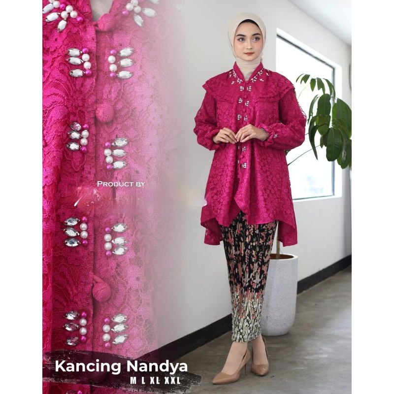 Terbaru Setelan Kebaya Brukat NANDYA Kebaya Kancing Depan (BUSUI) Kebaya Pesta Dan Kondangan
